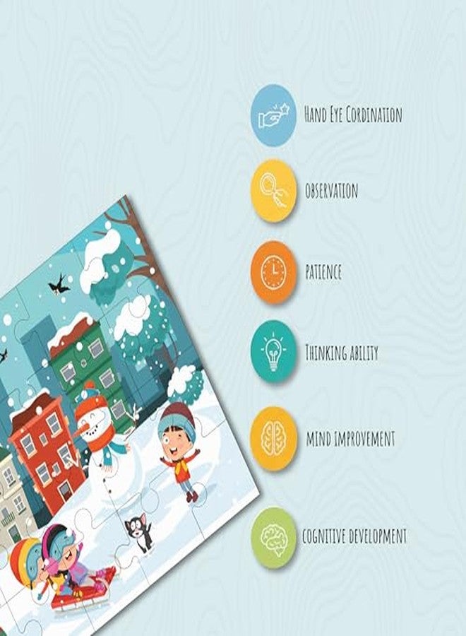 Khilonewale Winter Fun Kids Jigsaw Puzzle 8x12 Inch, 3+ Years | Colorful Snow Play Scene, Educational Brain Game for Boys & Girls, Family Activity & Gift, 1 Puzzle Board (Winter City Fun) - Image 4